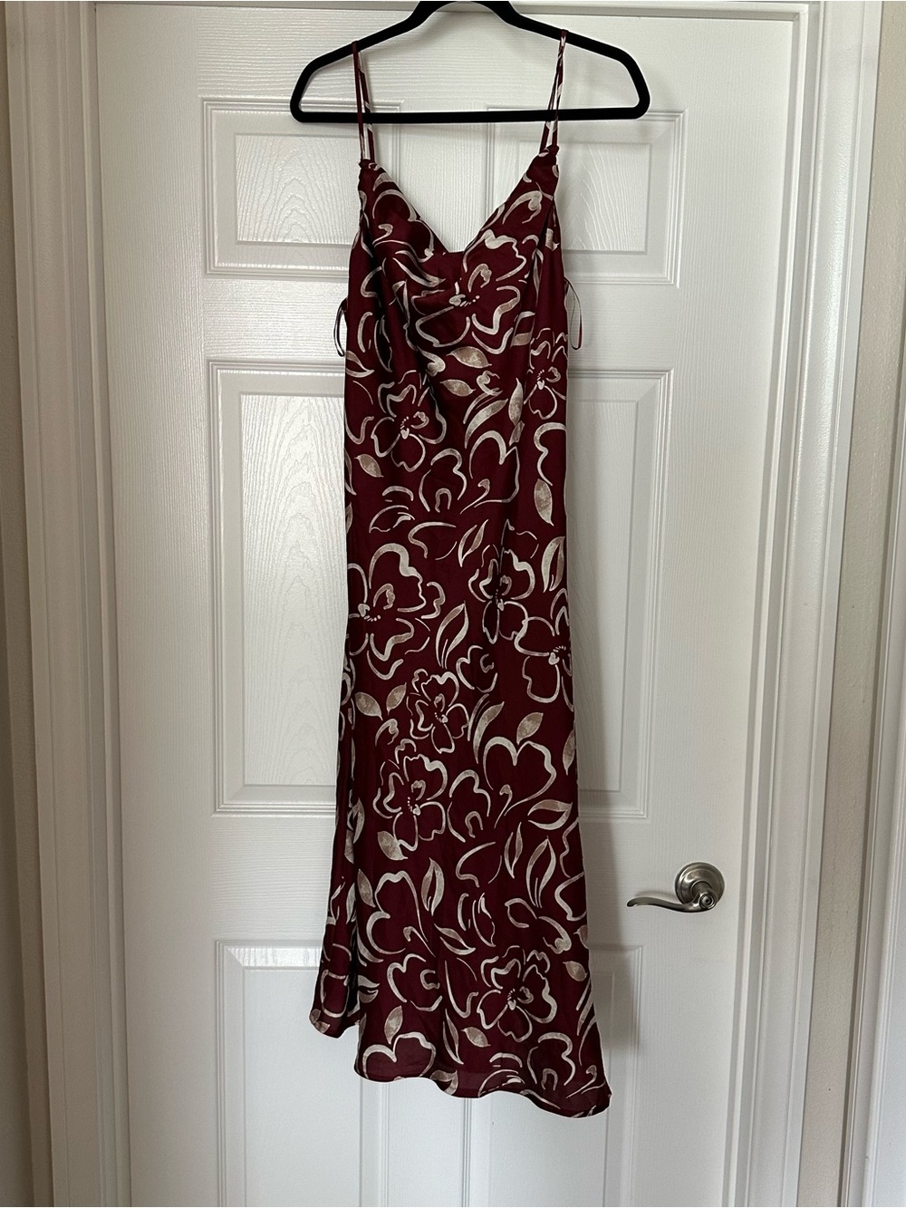 Dress Forum Burgundy Floral Slip Midi Dress